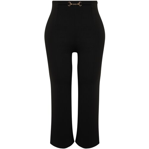 Trendyol Curve Black Accessory Detail Wide Cut Knitted Trousers Cene