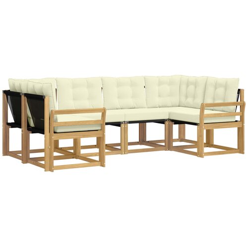vidaXL Zunanja garnitura za sedenje z blazino 6 pcs Bela in krem, (5000271110) Cene