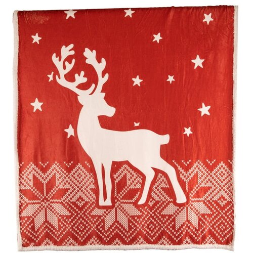 Tiseco Home Studio Crvena deka s božićnim motivom od sherpa flisa 130x150 cm – Cene