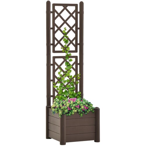 vidaXL Vrtna sadilica s rešetkom 43 x 43 x 142 cm PP boja kave Cijene