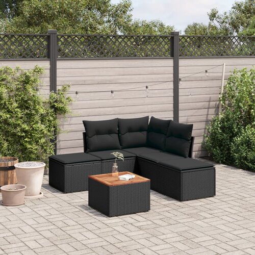 vidaXL 6-dijelni set vrtnih sofa s jastucima crni od poliratana Cijene