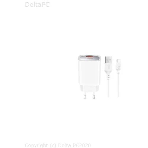 XO wall charger CE19 QC 18W 1x USB white + cable USB-C