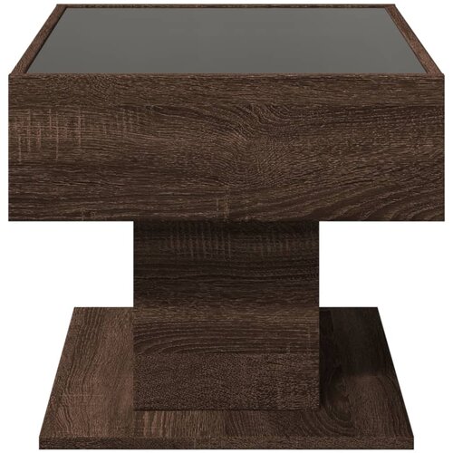  Stolić za kavu LED smeđa boja hrasta 70x50x45 cm drveni Slike
