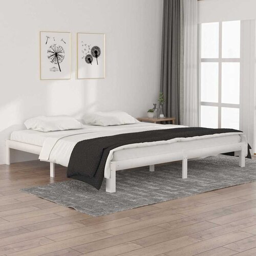 Okvir za krevet od masivne borovine bijeli 200 x 200 cm Cijene