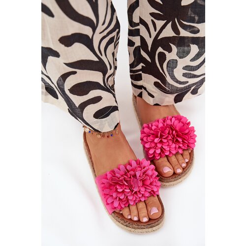Boto Womens platform sandals with decorative flowers fuchsia Tessara Slike