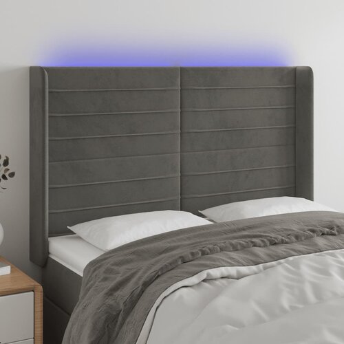  LED uzglavlje tamnosivo 147x16x118/128 cm baršunasto Cene