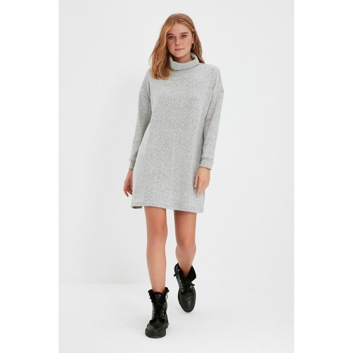 Trendyol gray Turtleneck Soft Knitted Dress Slike