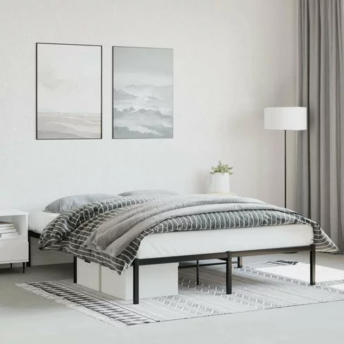Metalni Kovinski posteljni okvir črn 150x200 cm