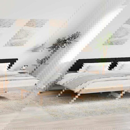 vidaXL Okvir kreveta Smeđa i crna 200 x 200 cm Masivna borovina Cene