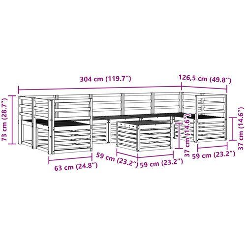  Set vanjskih sofa 8 kom. Prirodna Čvrsto drvo akacije Smeđa 59 x 59 x 37 cm Slike