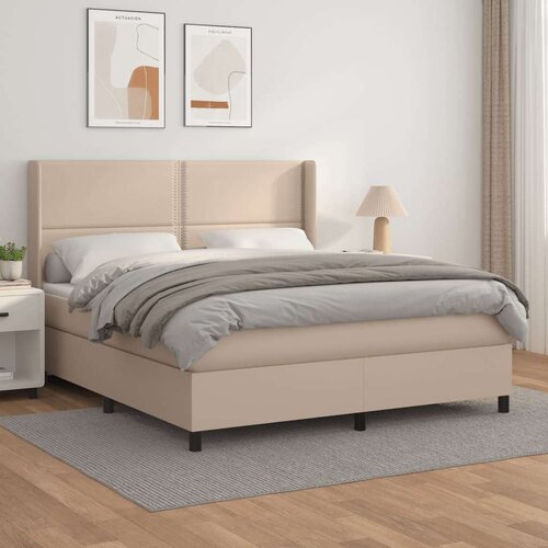  Box spring postelja z vzmetnico kapučino 180x200cm umetno usnje, (20895692) Slike