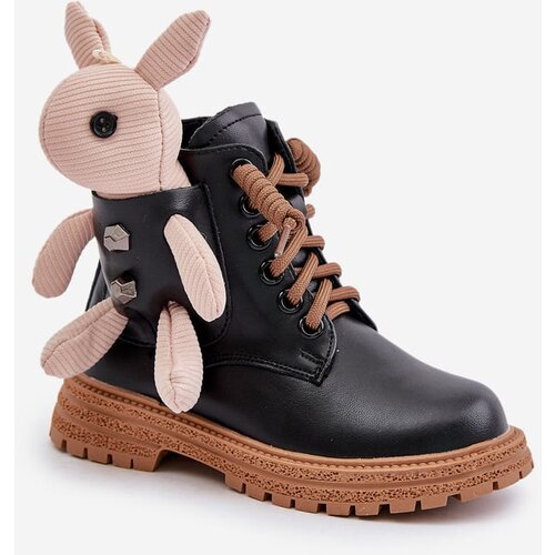 Kesi Leather insulated children's ankle boots with a zipper with a Vinceza bear black Cene