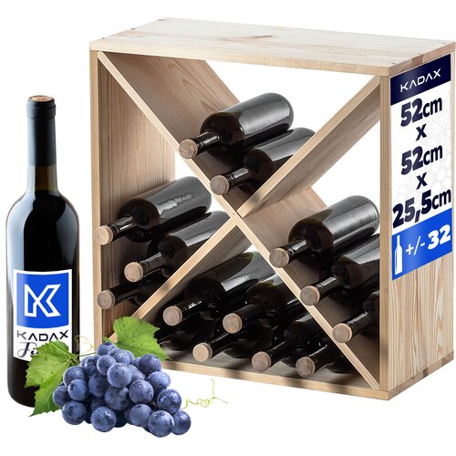KADAX Stojalo za vino, leseno stojalo, 24 steklenic, omarica za alkohol, polica, dnevna soba, 52 cm, (5000362700) Slike