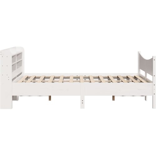  Okvir za krevet s uzglavljem bijeli 135 x 190 cm od borovine Slike