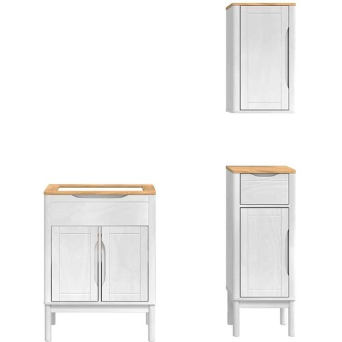 Set namje&amp;scaron;taja za kupaonicu 3 pcs Bijelo Čvrsto borovo drvo Slike