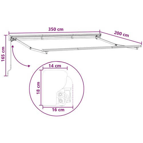  Ručno sklopiva tenda Pijesak 3,5 x 2 m Poliester i aluminij Slike
