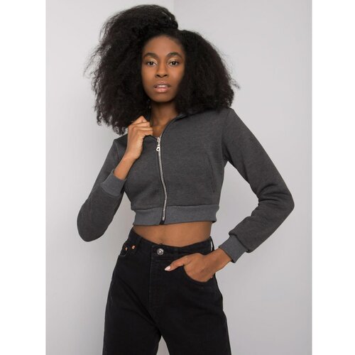 Fashion Hunters Dark gray melange short zipped sweatshirt Ann RUE PARIS Slike