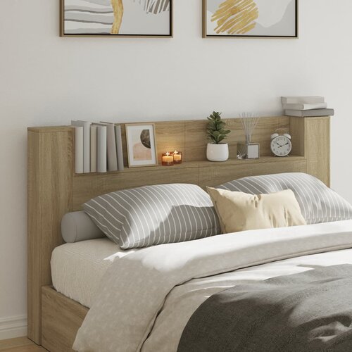 vidaXL Omarica za vzglavje postelje LED sonoma hrast 180x16,5x103,5 cm Cene