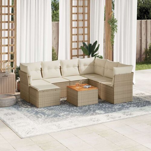 VidaXL 8-dijelni set vrtnih sofa od poliratana s jastucima bež Slike