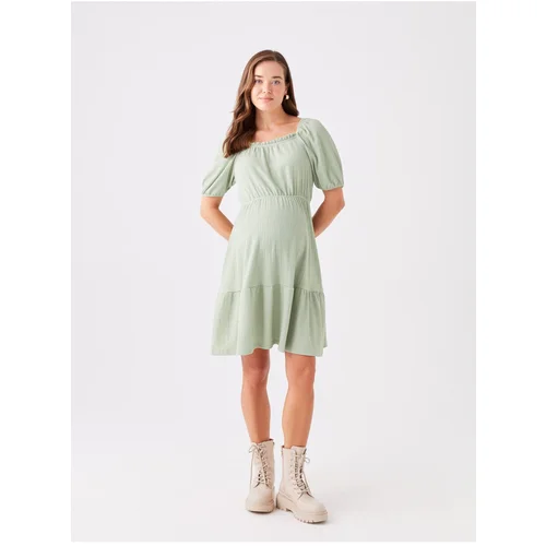 LC Waikiki U Neck Plain Short Sleeve Maternity Dress