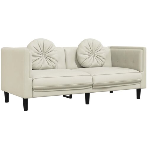 Maison Chic kavč - Sofa - Kanape dvosed z blazinami krem žamet, (21726781) Cene