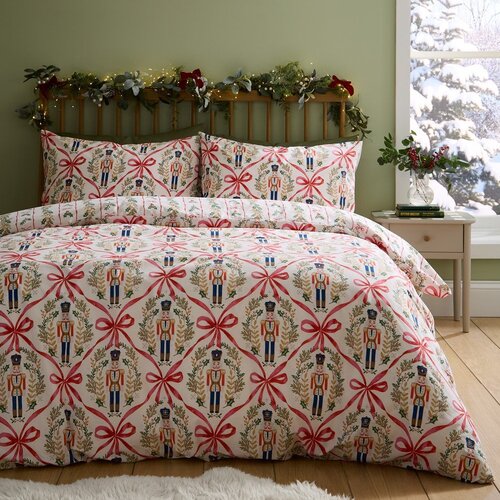 Catherine Lansfield Posteljina za krevet za jednu osobu u prirodnoj boji 135x200 cm Christmas Nutcracker Bows &ndash; Cijene