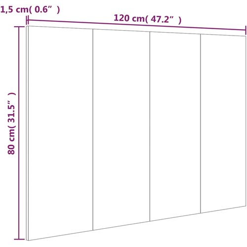  Uzglavlje za krevet boja hrasta 120x1,5x80 cm konstruirano drvo Slike