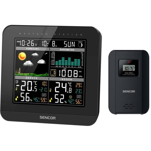 Sencor Meteostanica sa LCD displejem u boji i budilnikom 3xAAA + 2x AA crna Cene
