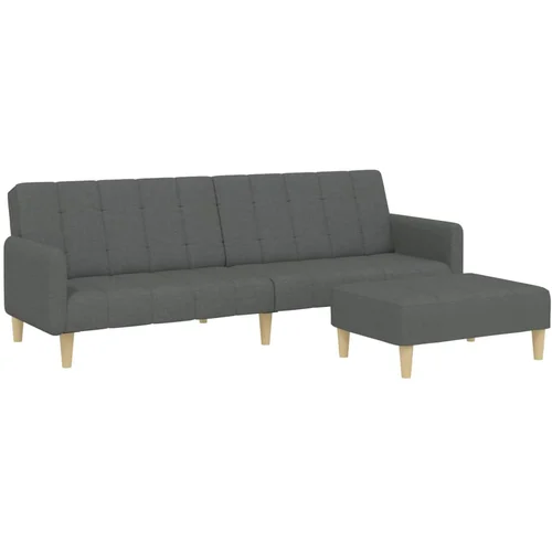 Maison Chic kavč - Sofa - Kanape dvosed z ležiščem in stolčkom za noge temno sivo blago, (21727532)