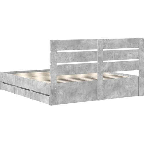  Krevetna konstrukcija s ladicama Betonski sivi 200 x 200 cm Siva 206 x 203 x 100 cm Slike
