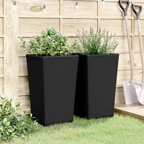 VidaXL Vrtne sadilice 2 kom crne 32 5 x 32 5 x 57 cm od PP-a Slike