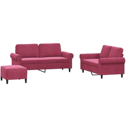 vidaXL Sedežna garnitura z blazinami 3-delna vinsko rdeč žamet, (20924807) Cene