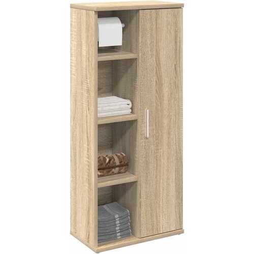 vidaXL Kopalniška omarica z držalom za zvitke sonoma hrast 39x22x90 cm Cene