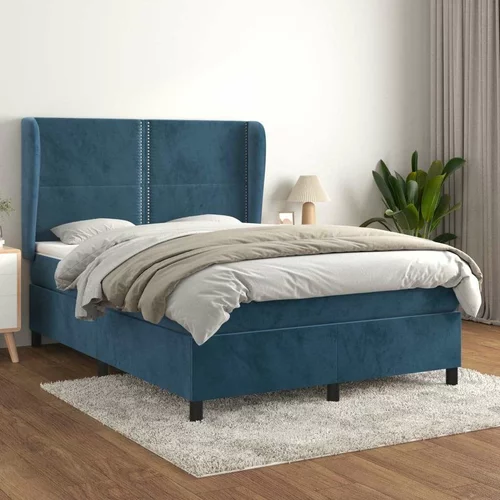  Box spring postelja z vzmetnico temno modra 140x190cm žamet, (20896754)