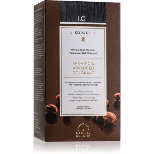 Korres Argan Oil permanentna barva za lase z arganovim oljem odtenek 1.0 Black Cene
