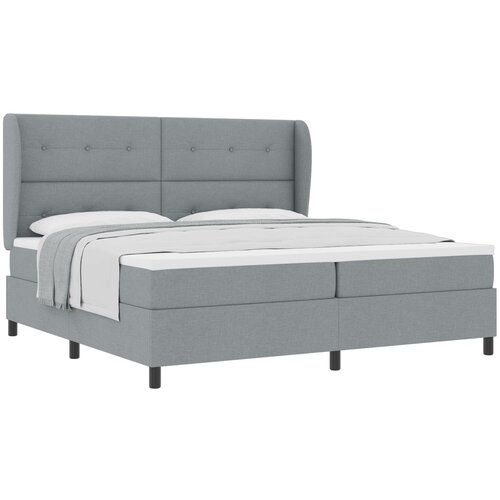 vidaXL Box Spring Krevet s Madracem - Svjetlosiva, 200x200 cm, Tkanina Cijene