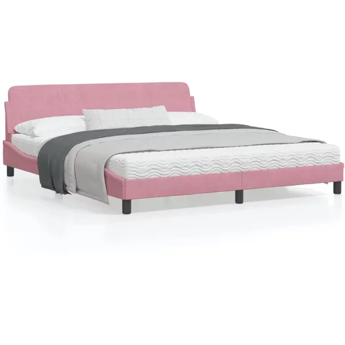  Okvir za krevet s uzglavljem ružičasti 180x200 cm baršunasti