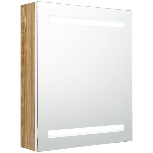 Maison Chic LED Kopalni&amp;scaron;ka omarica - Kopalni&amp;scaron;ki kabinet z ogledalom bela in hrast 50x14x60 cm, (21794440) Slike