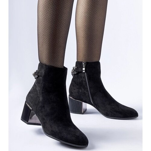 Gemre Black ankle boots with chain eco-suede Fenughedu Cene