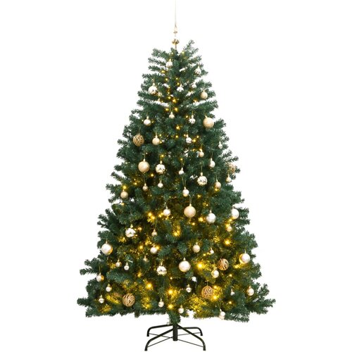 vidaXL Umjetno božićno drvce 300 LED sa šarkama i kuglicama 210 cm Cene