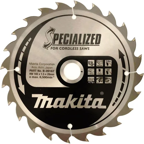 Makita list rezna ploča za drvo za aku pilu SPECIALIZED 165x20mm 24Z B-09167