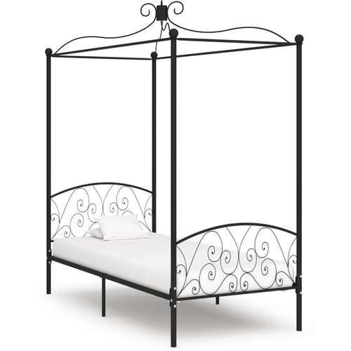 VidaXL Okvir za krevet s nadstre&amp;scaron;nicom crni metalni 90 x 200 cm Slike
