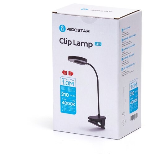 Aigostar LED prigu&amp;scaron;iva punjiva stona lampa sa klipsom LED/3W/5V 1800mAh crna Slike