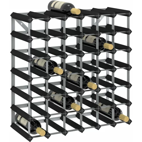vidaXL stalak za vino za 42 boce crni od masivne borovine