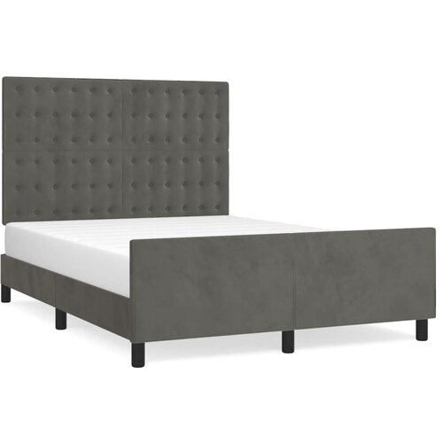 Maison Chic Posteljni okvir - Dvoposteljna postelja - Zakonska postelja brez vzmetnice temno siv 140x200 cm žamet-J12970, (21760102) Slike