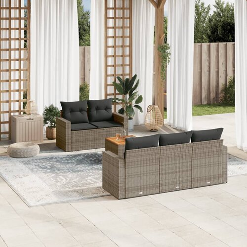 vidaXL 6-dijelni set vrtnih sofa od poliratana s jastucima sivi Cijene