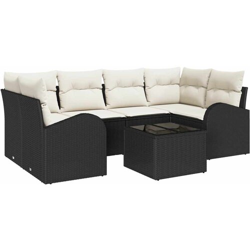 Sjedeća garnitura za vrt 7 kom. 6-Broj sjedala Crna i Krema 234 x 124 x 69 cm Slike