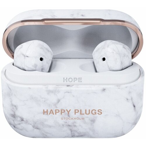 Happy Plugs slušalice Hope bežične BT bubice white marble Slike