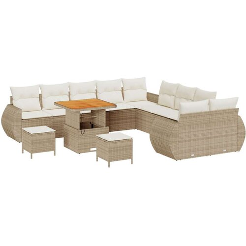  13-dijelni vrtni set sofa s jastučićima  bež  poli ratan  akacija  3-dijelni vrtni set za objedovanje s jastučićima  bež  poli r Cijene