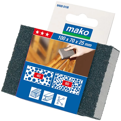MAKO Brusna goba Mako (100 x 70 x 25 mm, granulacija: 80)